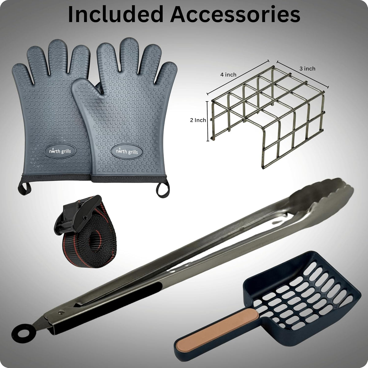 𝗖𝗵𝗮𝗿𝗰𝗼𝗮𝗹 𝗞𝗮𝗯𝗼𝗯 𝗚𝗿𝗶𝗹𝗹 by 𝗡𝗼𝗿𝘁𝗵 𝗚𝗿𝗶𝗹𝗹𝘀: precise heat control, silicone-handle square & flat skewers, charcoal starter tool, tongs, BBQ gloves, and storage & travel bags.