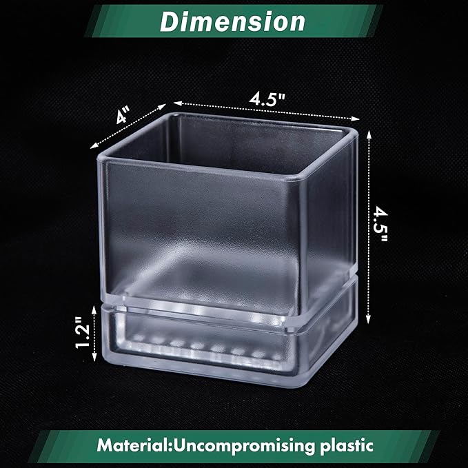 4 Inch Herb Planter Pot, Plastic Planter with Drainage Holes and Saucer, Modern Decorative Gardening Pot for Indoor Plants, Flowers, Herbs, Succulents, Clear, Set of 6, 76-Y-D-6