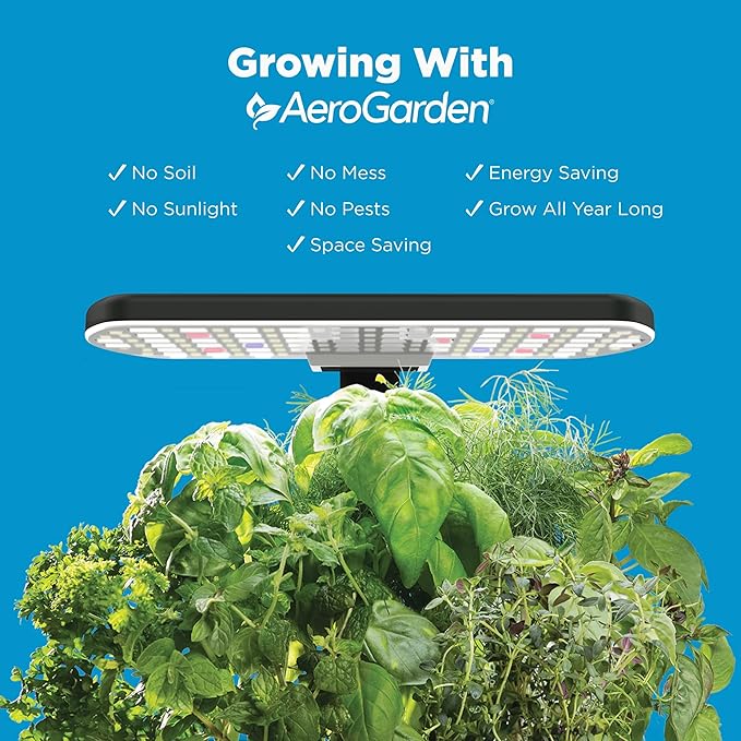 AeroGarden Harvest 2.0, Indoor Garden Hydroponic System with LED Grow Light, Holds up to 6 AeroGarden Pods, Black