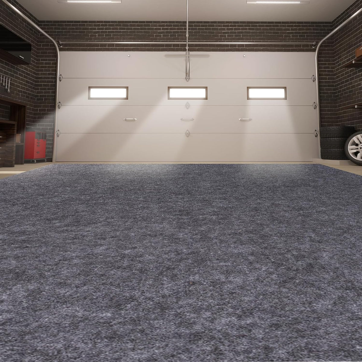 Garage Mats Oversize Garage Floor Paking Mats for Under Car, 7.4 x 8.4 Ft Non-Slip Gray Garage Flooring Carpets, Absorbent Oil Garage Parking Mat, Waterproof Mats