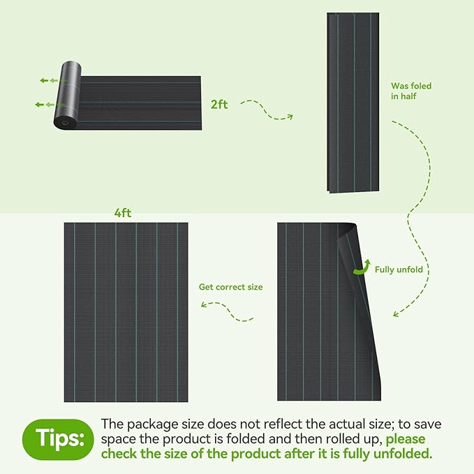 4ftx50ft Weed Barrier Landscape 3.2oz Fabric Heavy Duty, Woven Weed Control Cloth, Woven Geotextile Fabric for Underlayment, Gardening Ground, Commercial Driveway Weed Block Cover Mat