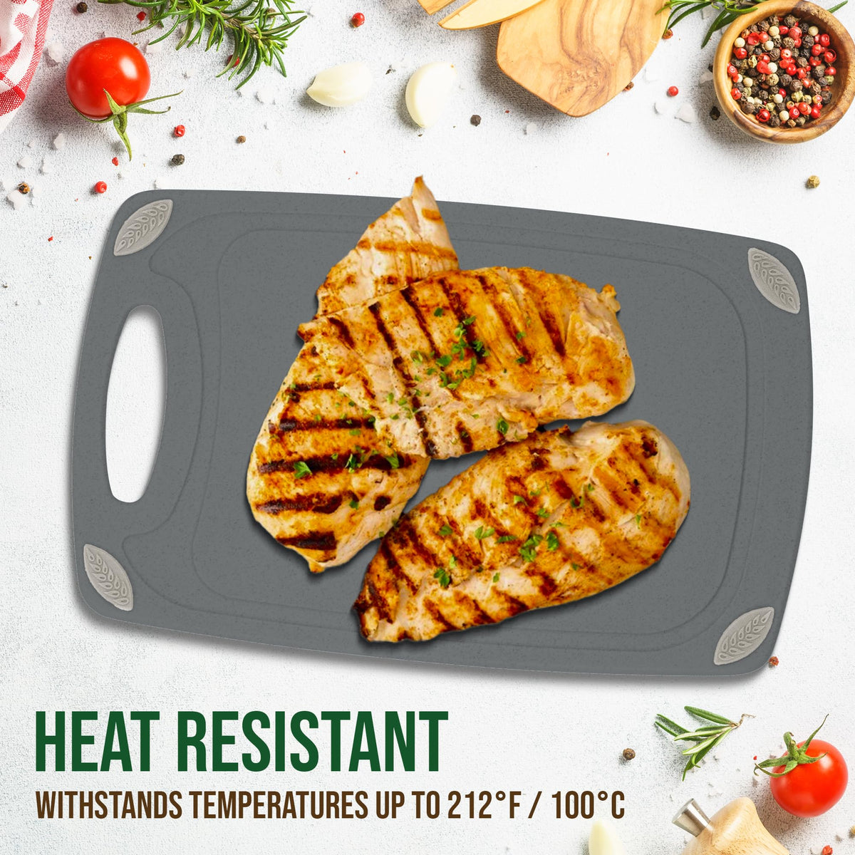 AXIOM CREATIONS 2-Piece Reversible Cutting Board Set Made with Natural Wheat Straw Fiber, Eco-Conscious Food Safe Kitchen Essentials, Gluten Free & BPA Free Chopping Boards for Kitchen
