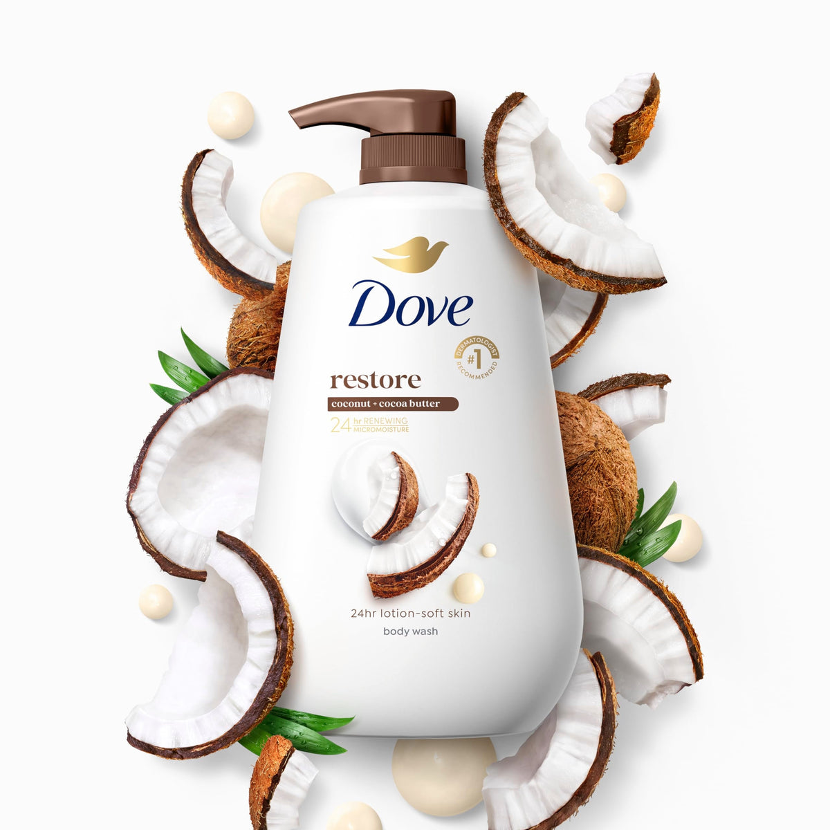 Dove Body Wash Restore Coconut & Cocoa Butter 30.6 oz Pump, Sulfate Free