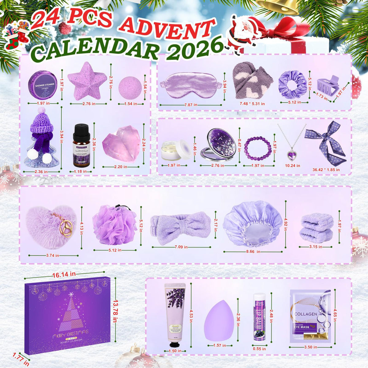 FUSPWEAO Advent Calendar 2026 Adult Women, 24 Days of Christmas Spa Gifts