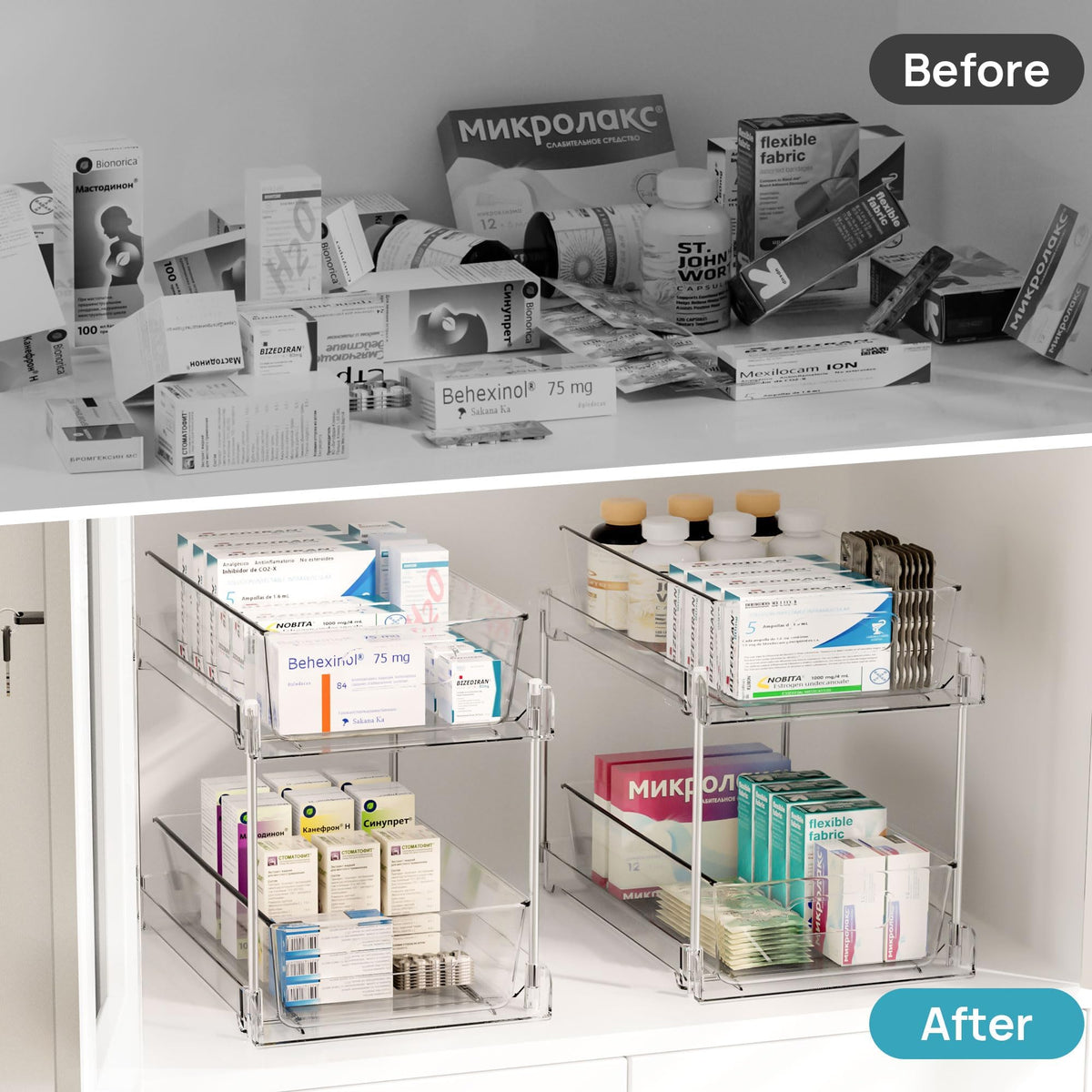 Vtopmart 4 Pack Pull Out Bathroom Under Sink Organizer (S-Standard)