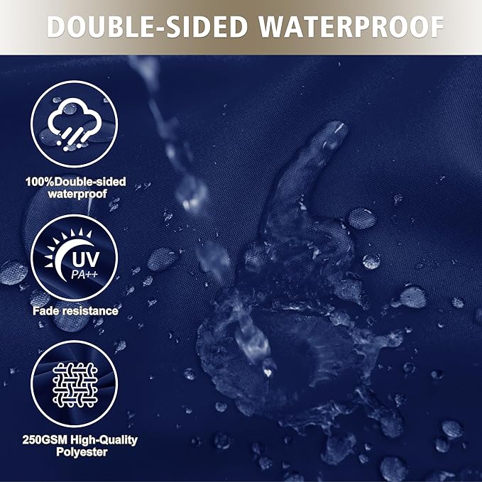 24x24 Inch Outdoor Cushions for Patio Furniture Set of 2, Waterproof Outdoor Chair Cushions w/Fade-Resistant, Removable & Machine-Washable Covers, Deep Seat Sofa/Couch Pads Replacement, Navy Blue