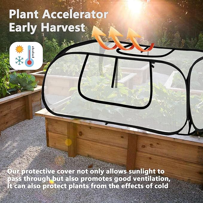 45"*22"*16"Garden Plant Covers with Two Air Hole and Breathable Mesh for Raised Beds, Accelerator Plants Cover, Mini Greenhouse Cover, Frost Cover for Plant Vegetable Seedling Protector 1PCS