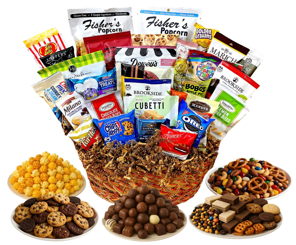Thanksgiving Gift Basket Hand Crafted with Chocolates, Cookies, Snacks & Candy. Perfect for Hostess, Family, Employee or Client Gift (Premium)