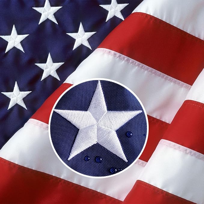 US Embroidered American Flags for Outside 3x5 USA Flag Banner Heavy Duty Made in USA High Wind Vivid Color Embroidered Stars-sewn Stripes Waterproof