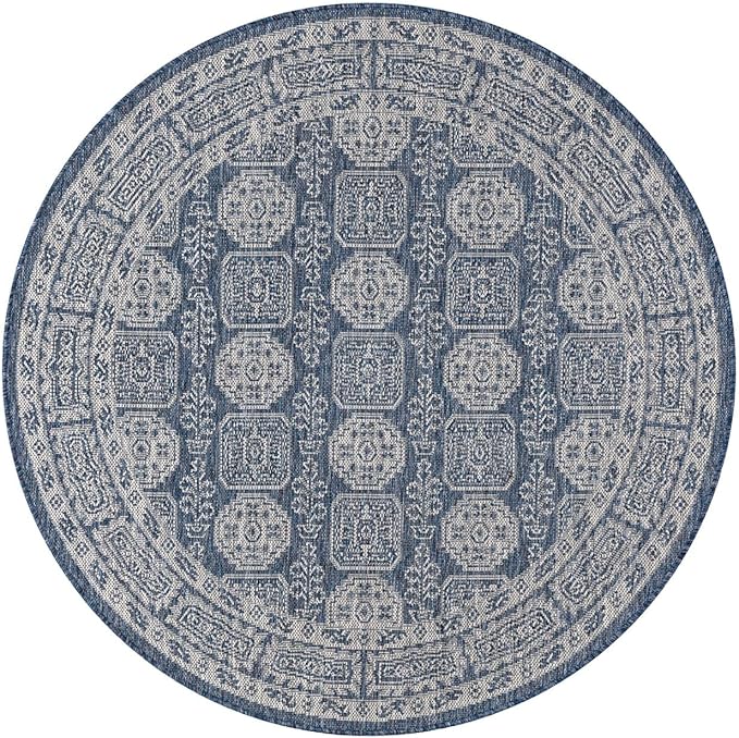 Keen Home Design Terrace Outdoor Round Rug - 5ft Round Washable Indoor/Outdoor Rug for Patio, Kitchen, Balcony, Beach, Garden, Deck and Porch, Size: 5'3" Round