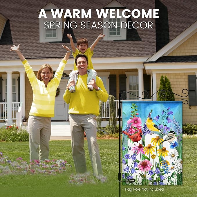 Summer Garden Flag - 12.5 x 18 Inch Double-Sided Spring Flowers Printed Art Front Yard Decor - Seasonal Welcome Outdoor Banner for House Porch, Patio, Lawn, and Deck - Suits Standard Stands