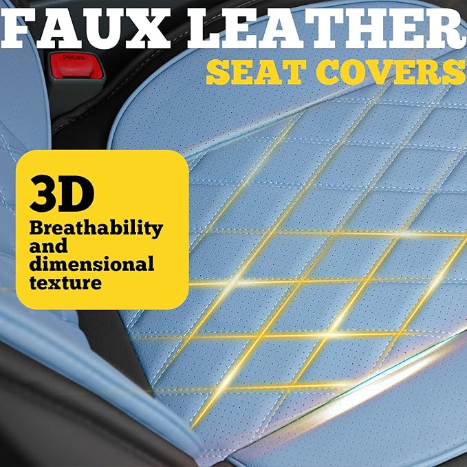 LINGVIDO Car Seat Covers for Front Seats (2 Seats) - Premium Perforated Nappa Leather,Waterproof Shield, Omni-Adapt Fit for SUVs Sedans, Ideal for Rideshare & Pets