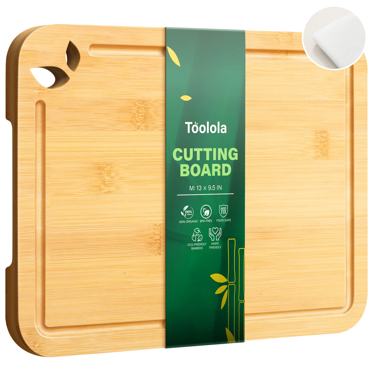 Bamboo Cutting Boards for Kitchen, Wooden Cutting Boards, 13 x 9.5 inch