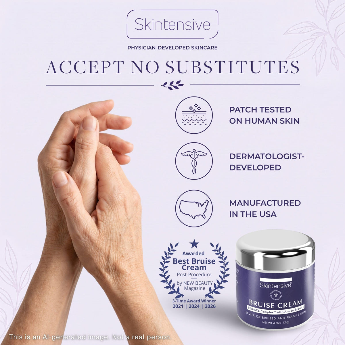 SKINTENSIVE Arnica Bruise Cream for Thin Skin – Vitamin K Cream for Bruises & Skin Discoloration, Moisturizing Arnica Cream, Non-Greasy Formula, 4 Oz