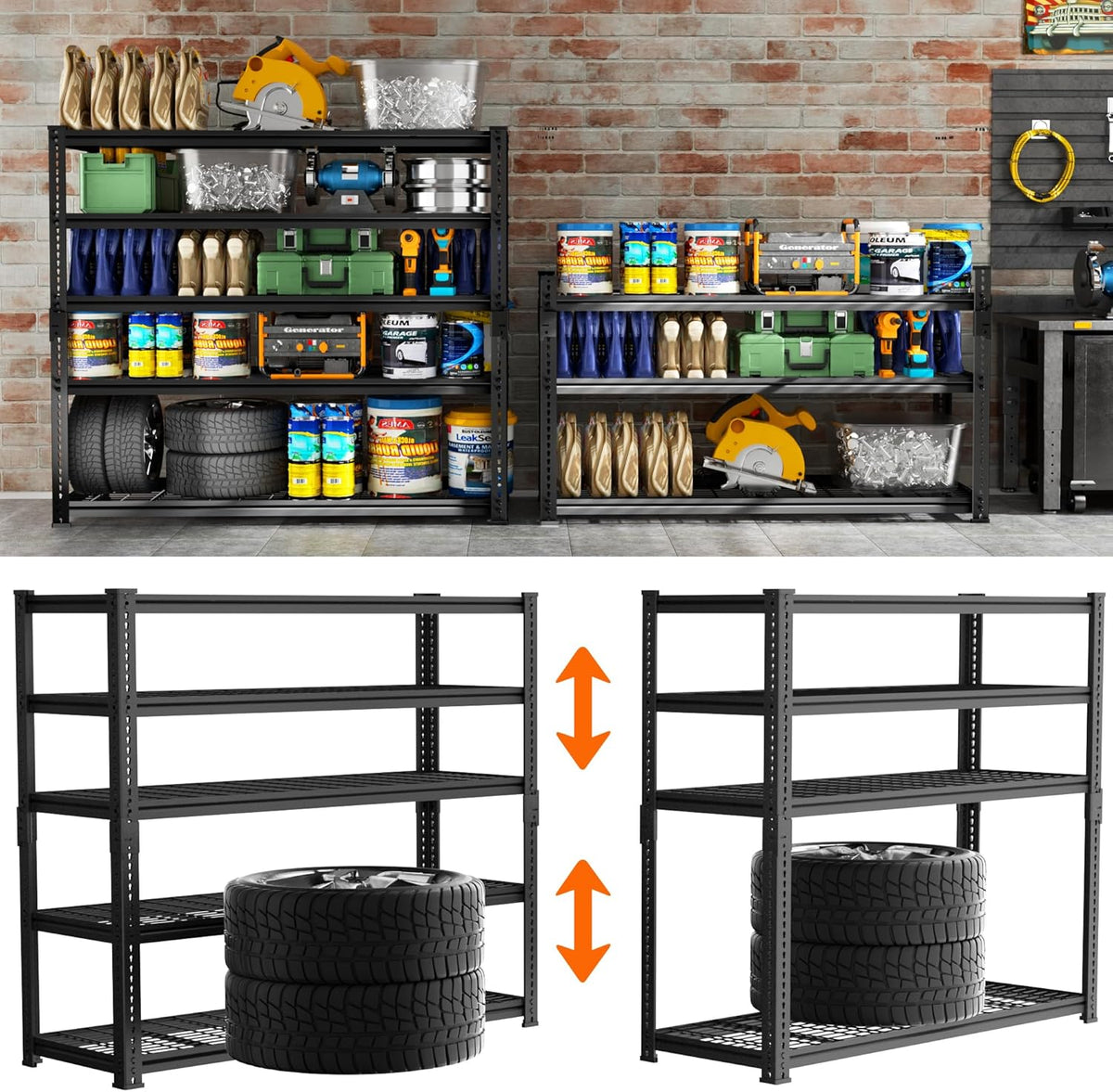 Storage Shelves Heavy Duty, 3 PCS 48" L x 18" W x 72" H Garage Wire Shelving Unit Loads 2800LBS, 5-tier Adjustable Metal Industrial Utility Shelf Rack for Kitchen, Laundry Room, Warehouse, Basement