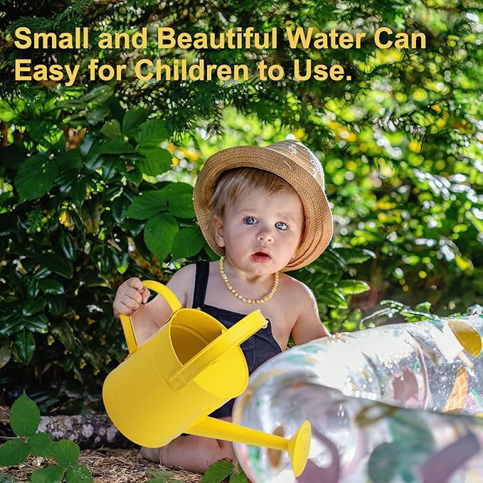 Finderomend Metal Watering Can 1.5L/51oz, Iron Art for Outdoor Plants, Yellow