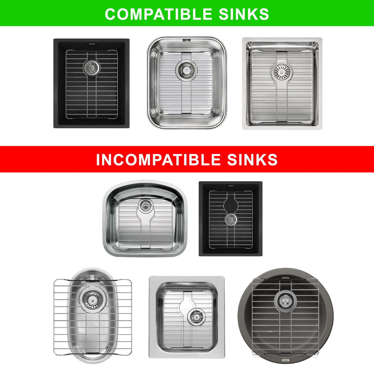 SunnyPoint 304 Stainless Steel Sink Protector Rack With Rear Drain Hole – Rust-Resistant Grid for Kitchen Sink Bottom, Scratch Prevention - Rear Drain Hole Required (14.5" X 11.2")