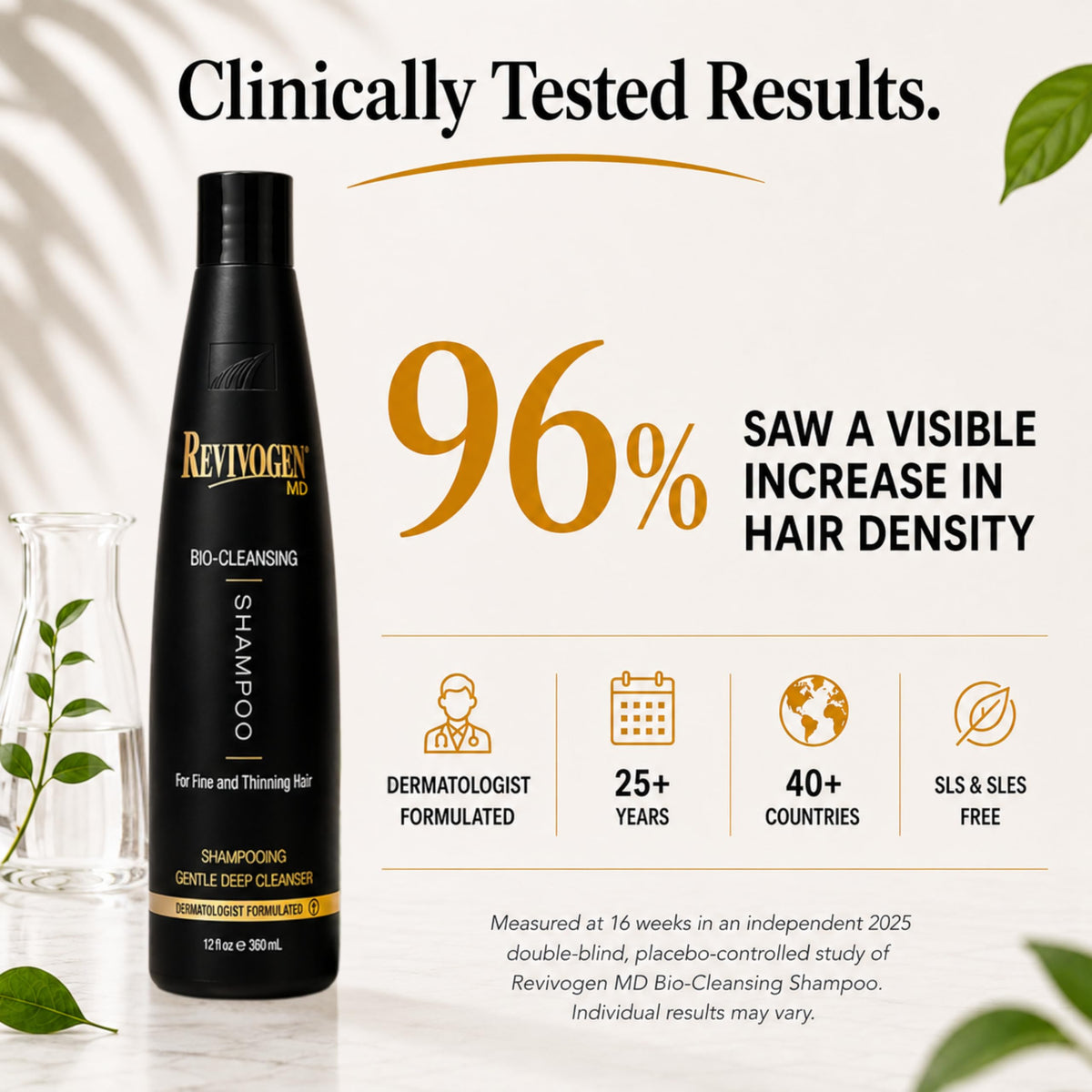 Revivogen MD Bio-Cleansing Shampoo for Thinning Hair, Saw Palmetto & Biotin