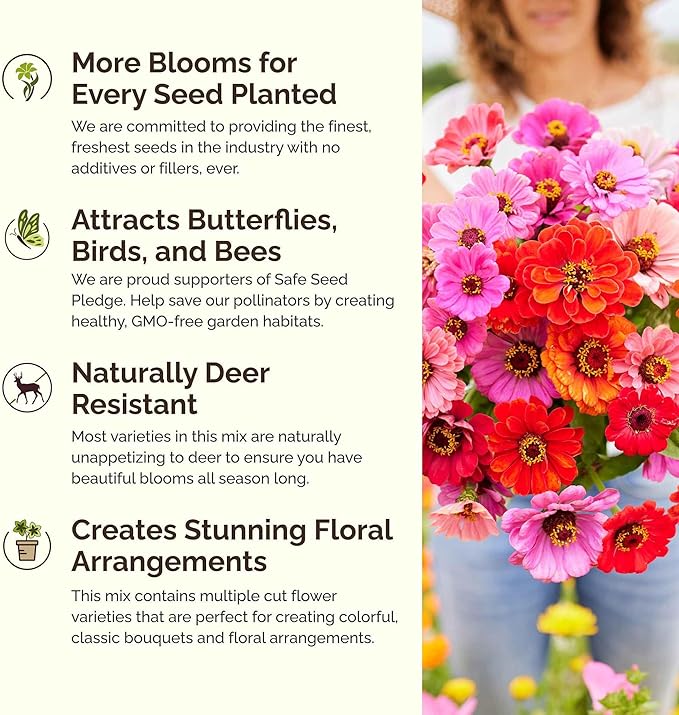 Eden Brothers Field Day Flower Mixed Seeds for Planting, 1 lb, 480,000+ Seeds with Zinnia Lilliput, Calendula Mix | Attracts Pollinators, Plant in Spring or Fall, Zones 3, 4, 5, 6, 7, 8, 9, 10