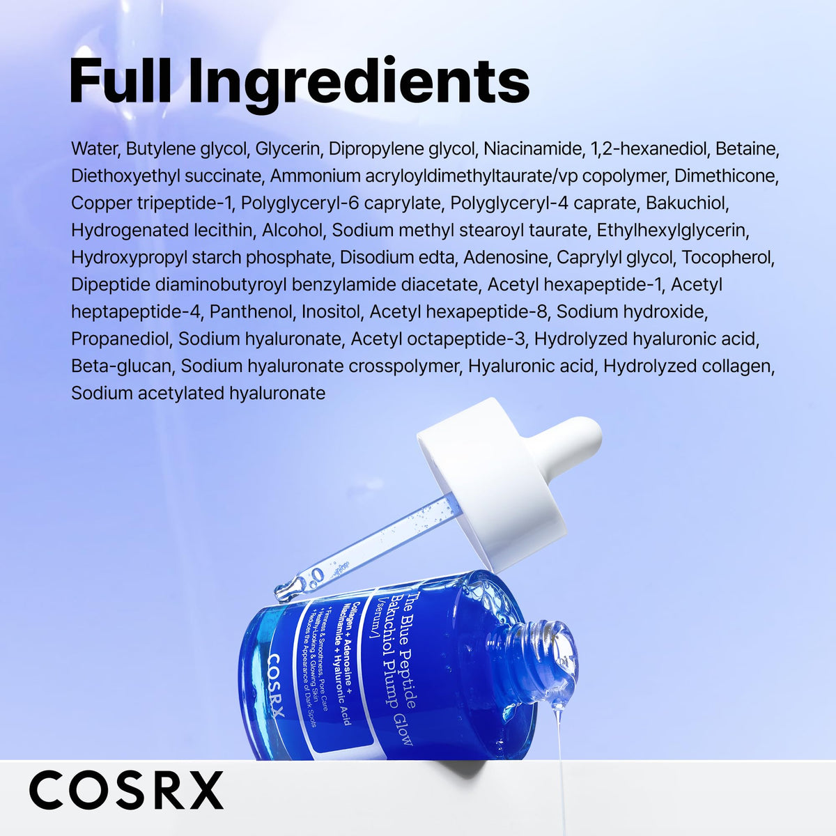 COSRX The Blue Copper Peptide Bakuchiol Serum, Glow & Plumping, 1.69 Fl Oz