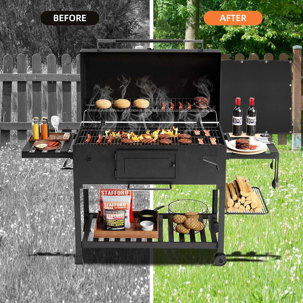 Grill Heat Shield and Deck Protector Mat, Fireproof BBQ Backing Screen for Fence and Railing Heavy Duty Black 3'x10'