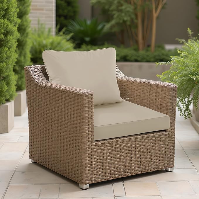 22"x22" Outdoor Cushion for Patio Furniture – Water-Repellent & Fade-Resistant Patio Chair Cushion for Garden, Deck, or Porch – Cream