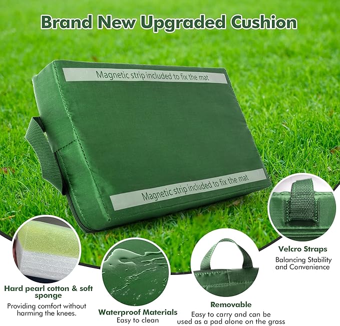 New Upgrade Foldable Garden Kneeler and Seat,Thicker Wider Softer Garden Kneeler with Straps,350lbs Heavy Duty Garden Stool with Tool Bag, Gardening Gift for Women and Men Green