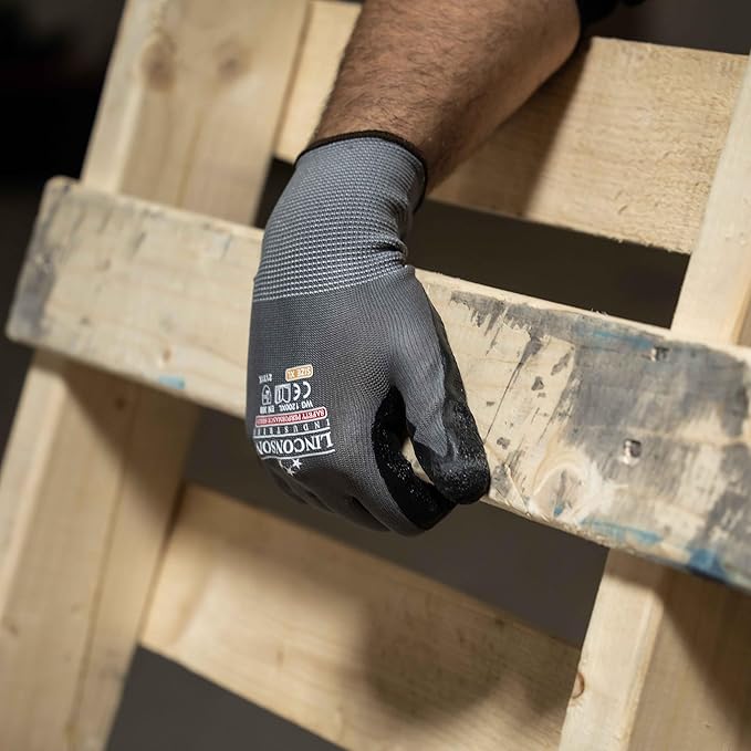 linconson 12 Pack Safety Performance Series Construction Mechanics Wrinkle Latex Work Gloves