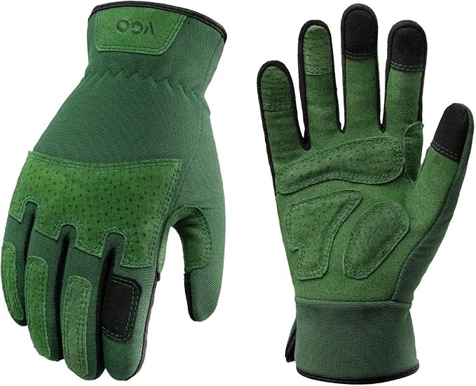Vgo... 1-Pair Ladies' Synthetic Leather Gardening Gloves, Puncture-proof, Thornproof, Durability & Anti-shock Work Gloves, Touchscreen (Size S, Green, SL7471)