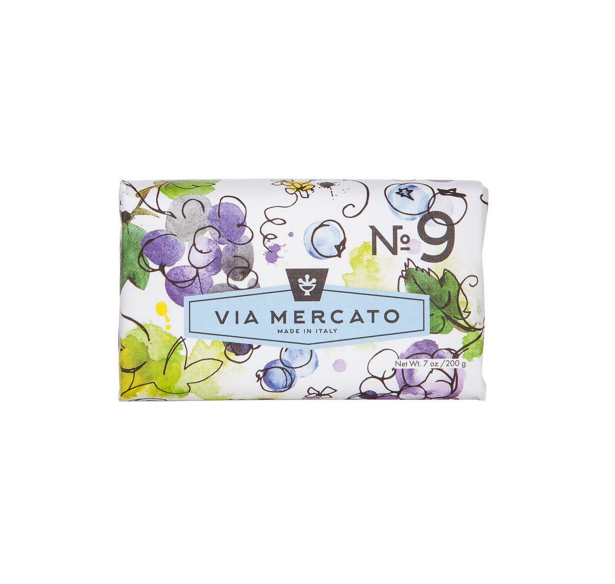 Via Mercato Italian Soap Bar (200 G), No. 9 - Grape, Black Currant & Musk