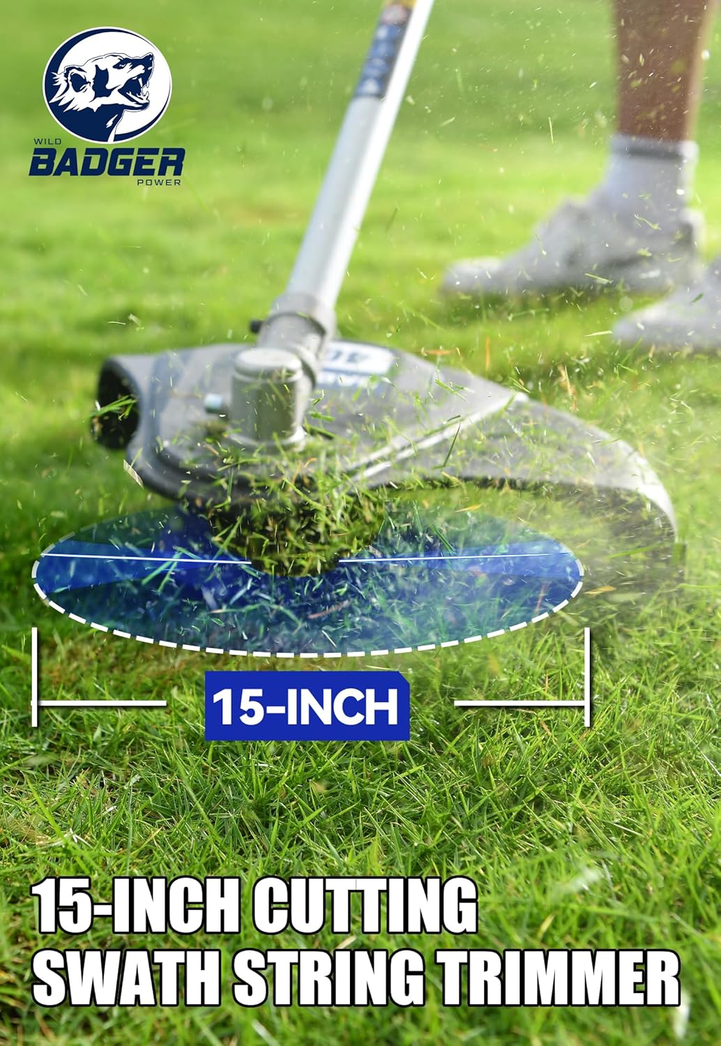 WILD BADGER POWER 40V Cordless Weed Wacker, String Trimmer/Edger, Pole Saw, Hedge Trimmer and Brush Cutter Blade, Attachment Capable 4-in-1 Multi-Tool Kit with 2 * 20V 4Ah Battery and 1*Charger