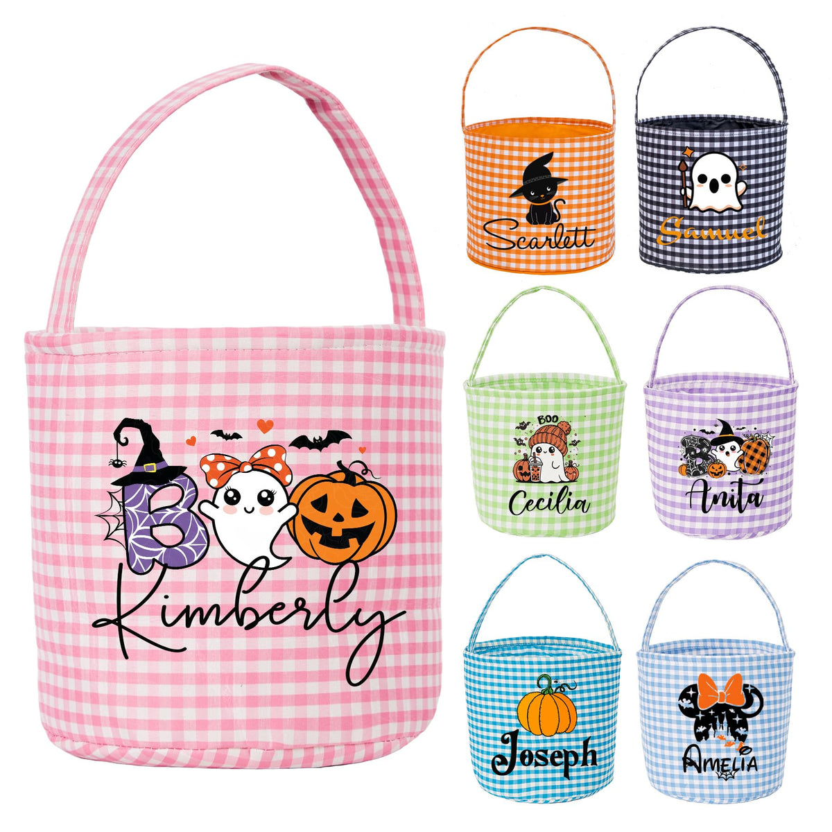 Personalized Halloween Basket - Monogrammed with Name,Pumpkin,Custom Trick or Treat Bucket,Halloween Gifts Basket,Candy Bags for Halloween Party Favor