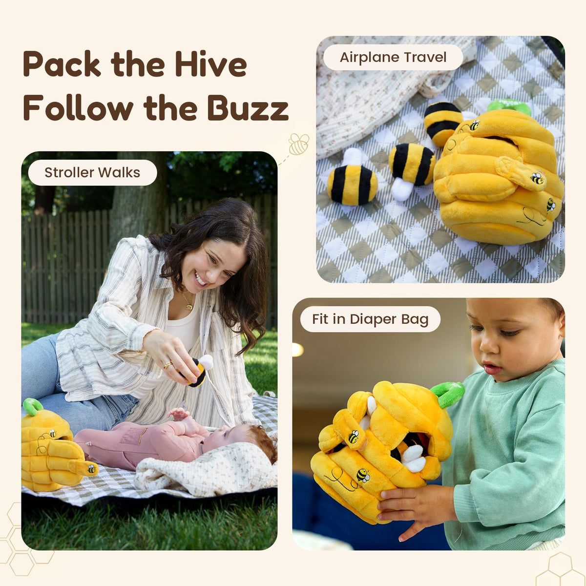 JoyCat Baby Toys 6-12 Months, Beehive Toy with 5 Sensory Bees, Baby Gift