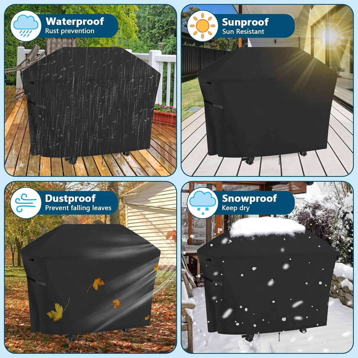 Kingling Grill Cover Fits for Traeger Woodridge Pro/Elite, Napoleon Rogue PRO-S 625, Prestige 500 RSIB Grills Waterproof Grill Cover 68 Inch BBQ Grill Covers for 7-Burner Gas Grill & Griddle