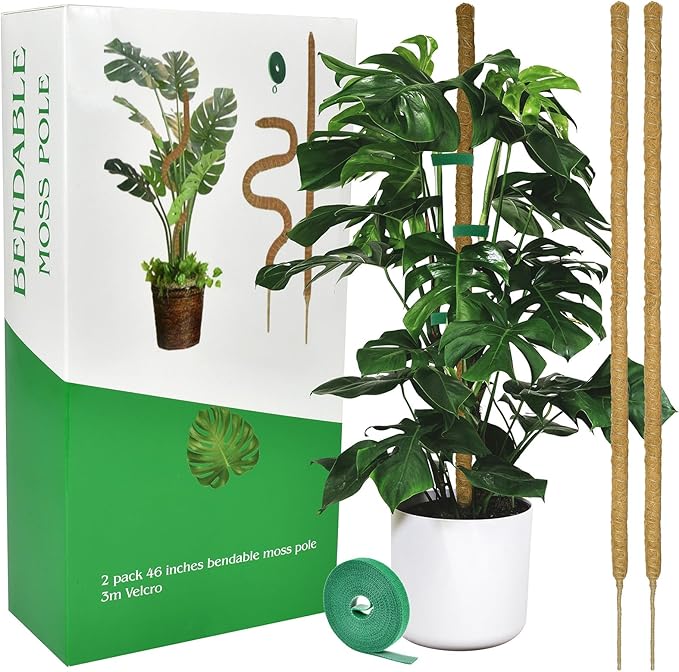 2 Pack Moss pole - 46 Inch Moss Pole Indoor - Monstera Plant Support - Plant Stakes for Indoor Plants - Plant Stiks support Tall - Moss Pole for Climbing Plants support - Monstera Pot - Moss Poles
