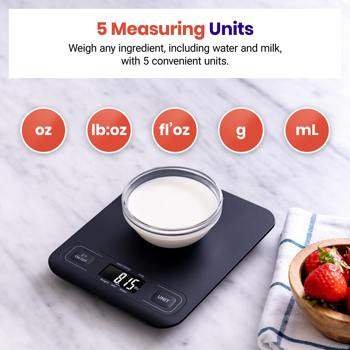 Etekcity Food Kitchen Scale, Digital Grams and Ounces, Medium