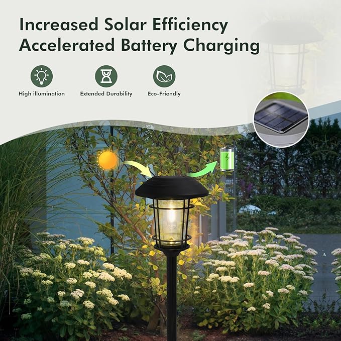 Grand patio Solar Outdoor Lights, 5 Pack, Glass Light Metal Pathway Light, Waterproof Landscape Lighting, Automatic Dusk and Dawn Sensor (Slate Gray)