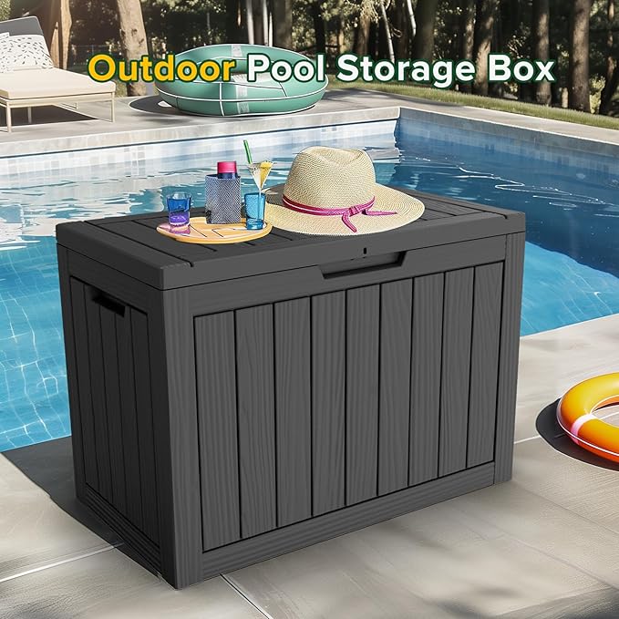 45 Gallon Outdoor Storage Box – Waterproof Deck Box for Garden & Patio,Black
