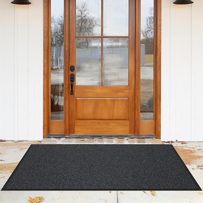 Front Door Mat, Heavy Duty Indoor Outdoor Entrance Door Mat, 72" x 24" Commercial Door Mats for Entryway, Durable Non-Slip Rubber Backing, Low-Profile Welcome Mats for Entry, Gray