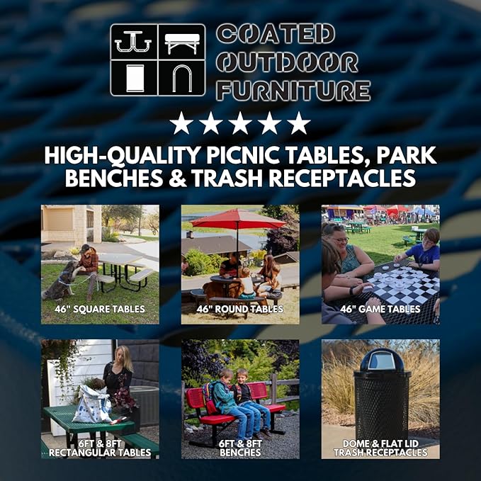 Coated Outdoor Furniture Heavy-Duty Portable Outdoor Kids Table, Punched Steel Kids Picnic Table, Commercial-Grade Picnic Table, Made in America (4ft Rectangular, Childrens, Tan)
