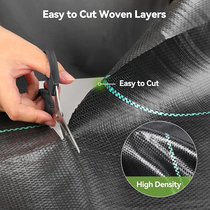 3ftx50ft Weed Barrier Landscape 3.2oz Fabric Heavy Duty, Woven Weed Control Cloth, Woven Geotextile Fabric for Underlayment, Gardening Ground, Commercial Driveway Weed Block Cover Mat