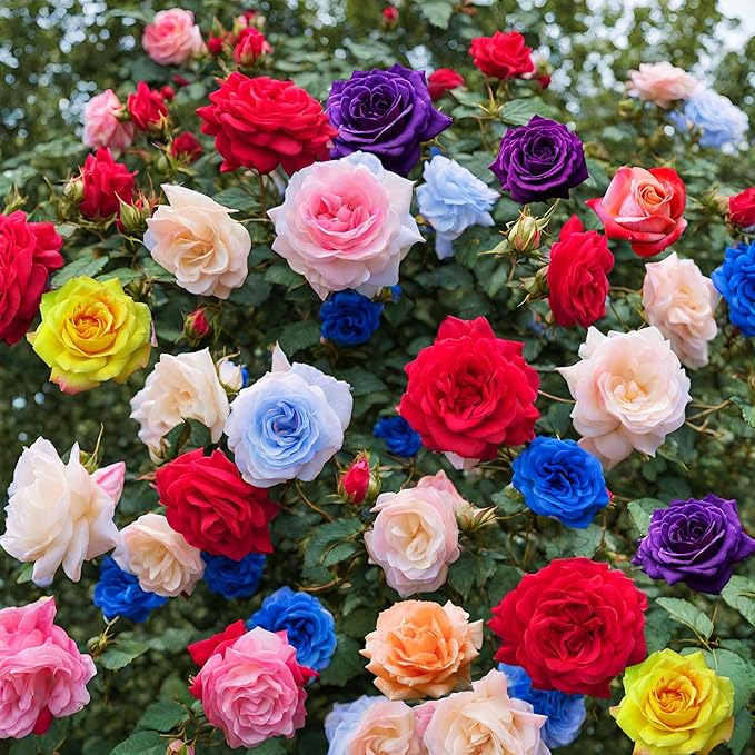 100+ Rose Seeds: 16 Blue Red Pink Yellow Heirloom Varieties for Colorful Perennial Shrubs