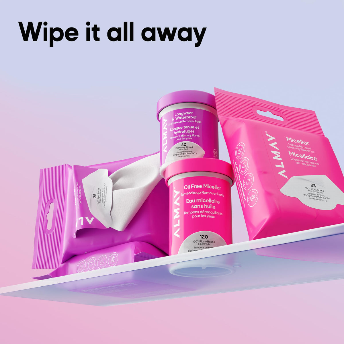 Almay Longwear & Waterproof Eye Makeup Remover Pads, 2 Pack