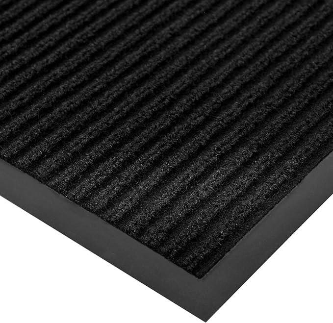 fani Heavy Duty Large Outdoor Indoor Entrance Doormat Waterproof Low Profile Entrance Rug Front Door Mat Patio Anti-Skid Rubber Back, 31x47 inch (Jet Black)