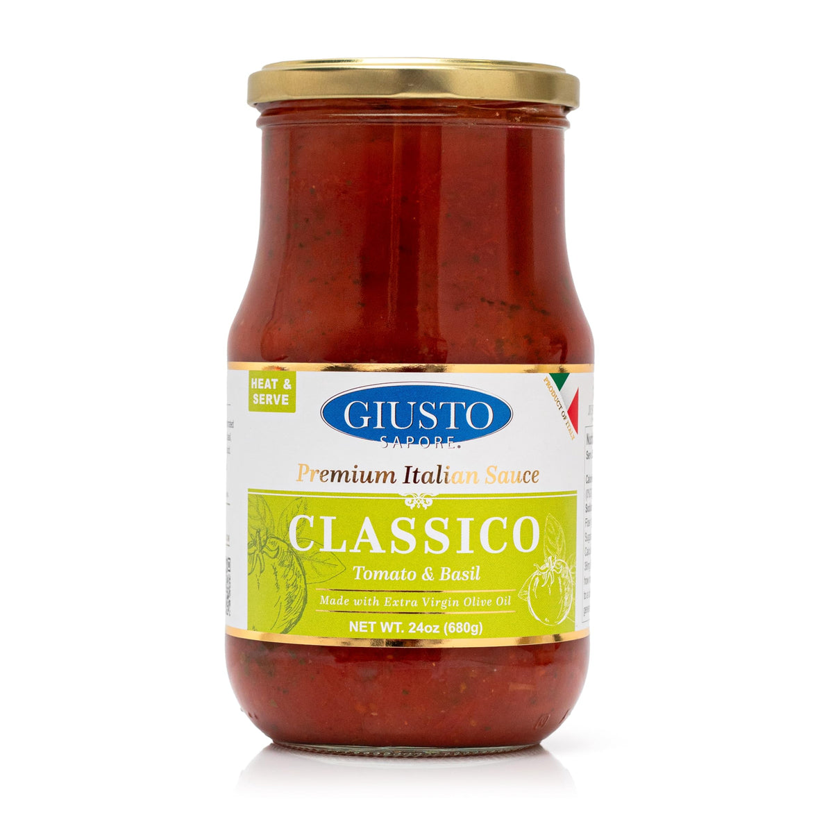 Giusto Sapore Traditional Italian Pasta Sauce 24oz - All Natural Non GMO Italian Premium Gourmet Brand - Made in Italy and Family Owned (Tomato