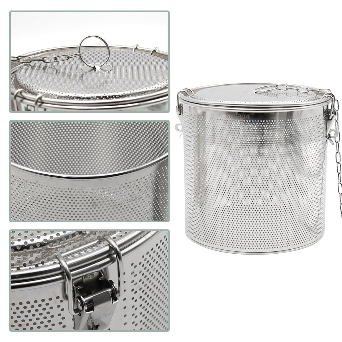 CADUFUELLY 7inch Stainless Steel Seasoning Strainer Tea Ball Filter Soup Seasonings Seperation Basket Mesh Stewpot Basket Tea Infuser Tea Sieve for Home, Restaurant, Kitchen, Dining