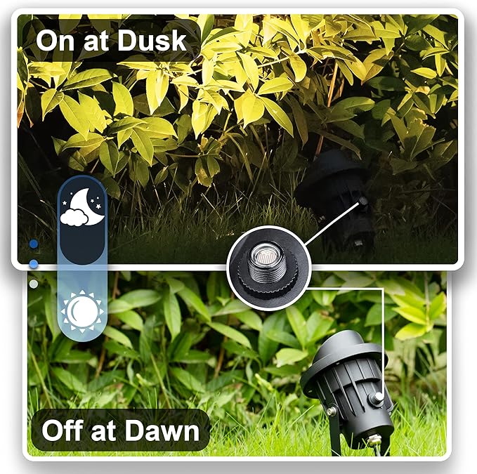 SUNVIE Outdoor LED Spotlight with Dusk to Dawn Photocell Light Sensor 20W Landscape Lights 120V AC 3000K Warm White Waterproof Landscape Spotlights for Yard Tree Flag Garden Decor 6 FT Cord(2 Pack)