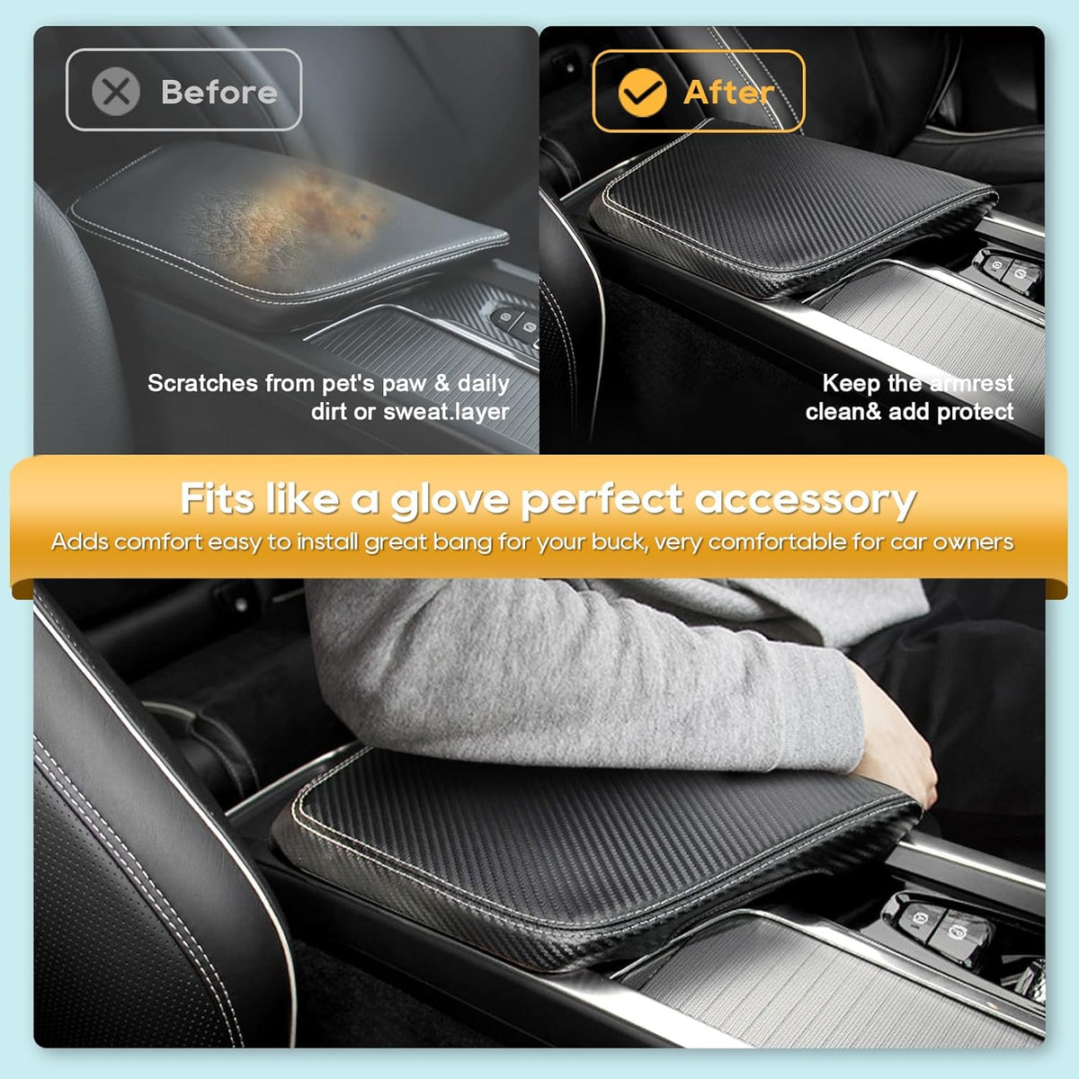 LFOTPP Central Console Armrest Box Cover Fit for Volov 2021 2022 2023 2024 XC60 S60 SPA Cover Car Armrest Cover Auto Center Console Pad (XC60 S60 Carbon Fiber)