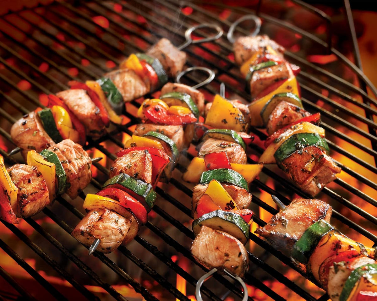 8 inch Barbecue Skewers Square Metal BBQ Sticks,HONSHEN 12Pack Stainless Steel Skewer,Kebob,kabob Sets for Grill Outings Cooking (BBQ Skewers Square 8inch-12p)