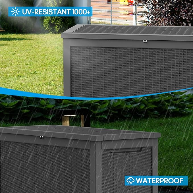 260 Gallon Outdoor Storage Box – Waterproof Deck Box for Garden & Patio,Black